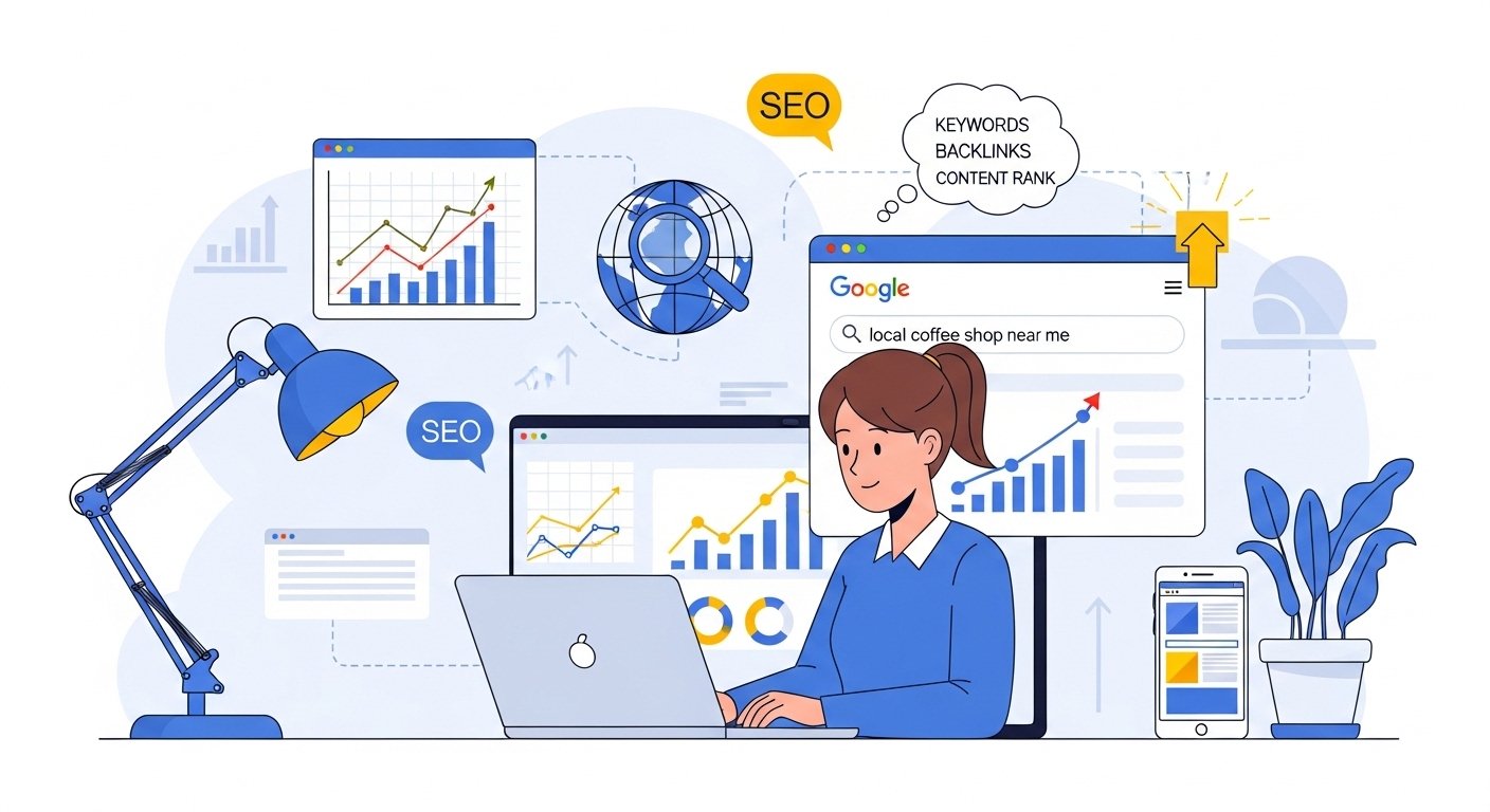 what is seo for small business concept illustration