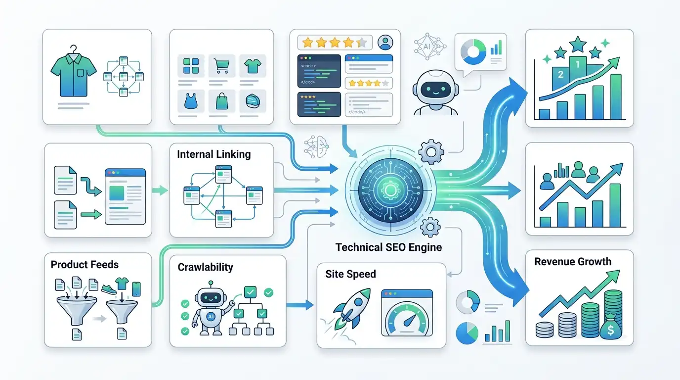 Ecommerce SEO engine illustration